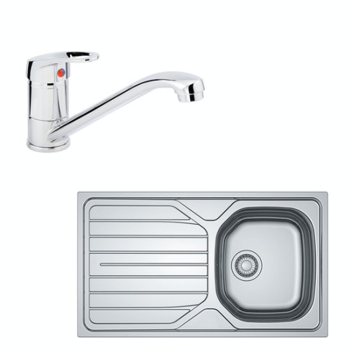 Basix Steel 1.0b Compact Sink & Tap Pack Satin Polished Inse