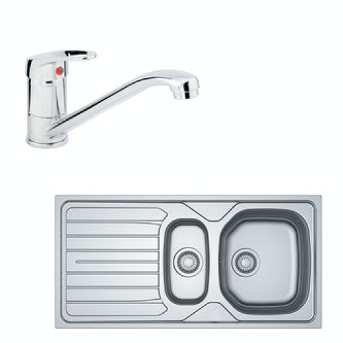 Basix Steel 1.5b Sink & Tap Pack Satin Polished Inset