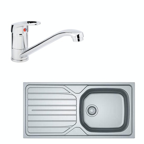 Basix Steel 1.0b Sink & Tap Pack Satin Polished Inset